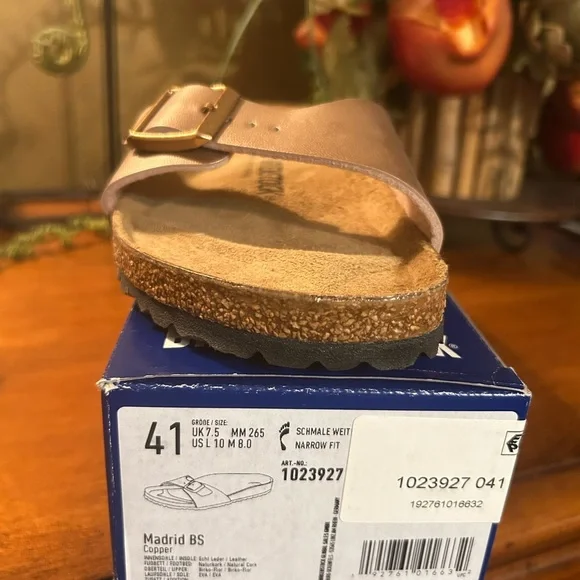 NIB Birkenstock Madrid Sandal – Copper/Rose Gold with Rose Gold buckle – Size 41 - Picture 3 of 4